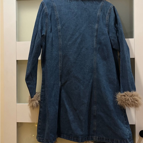DENIM FAUX FUR COAT - Picture 3 of 3